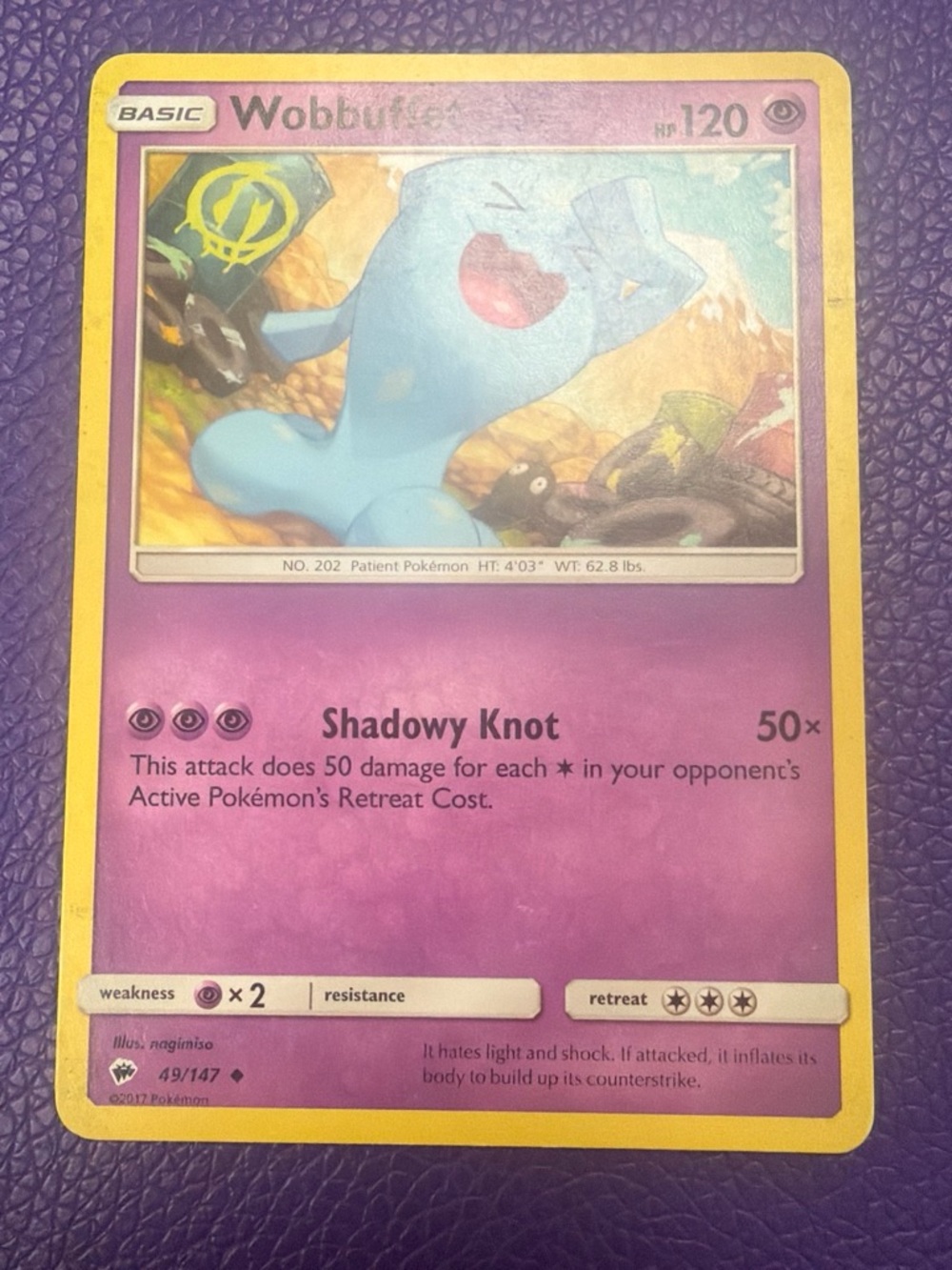 Pokemon Purple Wobbuffet Trading Card